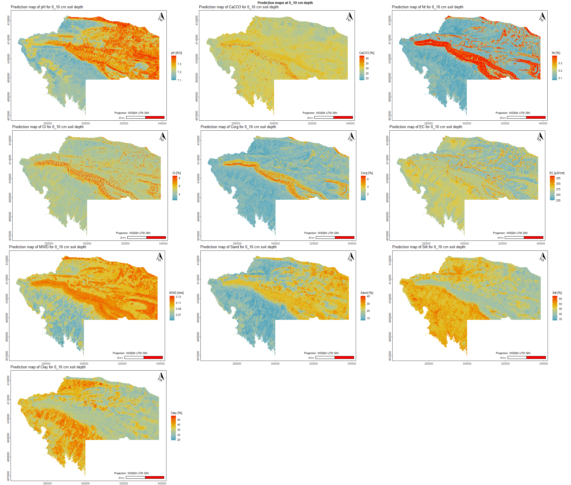 Prediction map for 0 - 10 cm increment