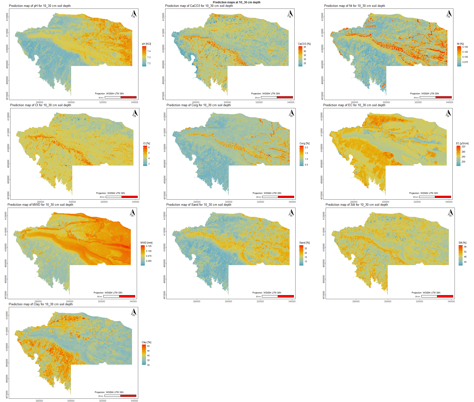 Prediction map for 10 - 30 cm increment