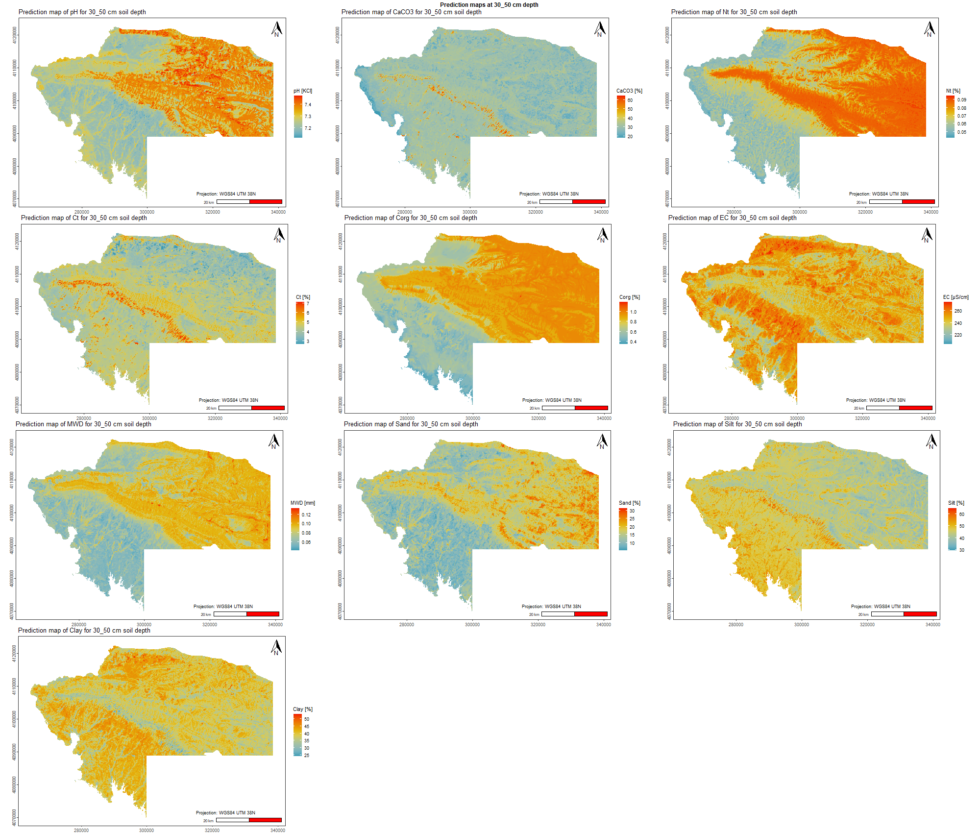 Prediction map for 30 - 50 cm increment