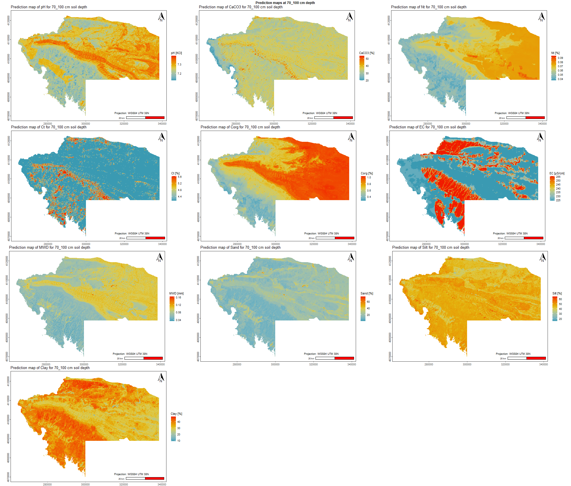 Prediction map for 70 - 100 cm increment