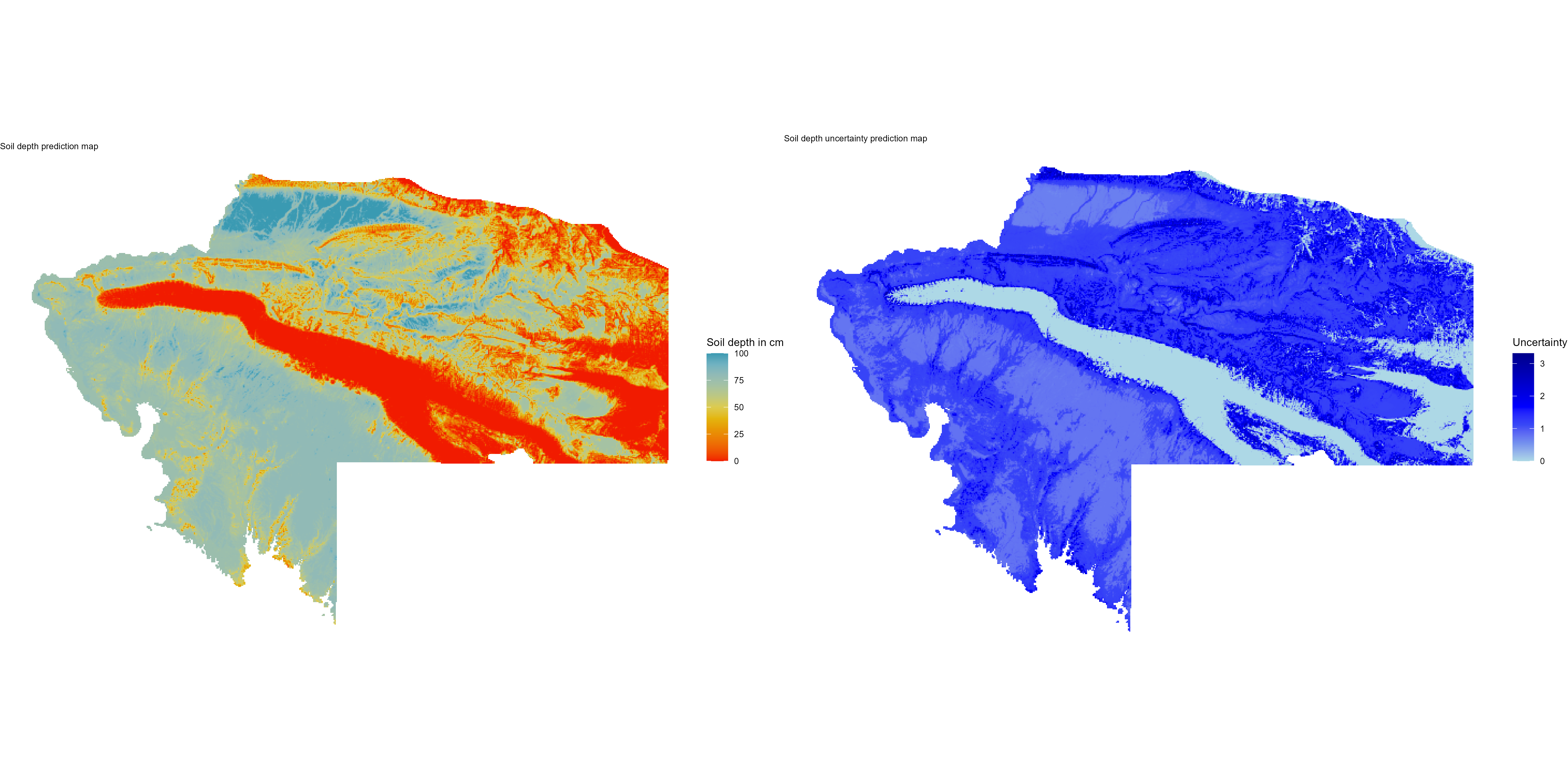 Simplified plot of the prediction maps