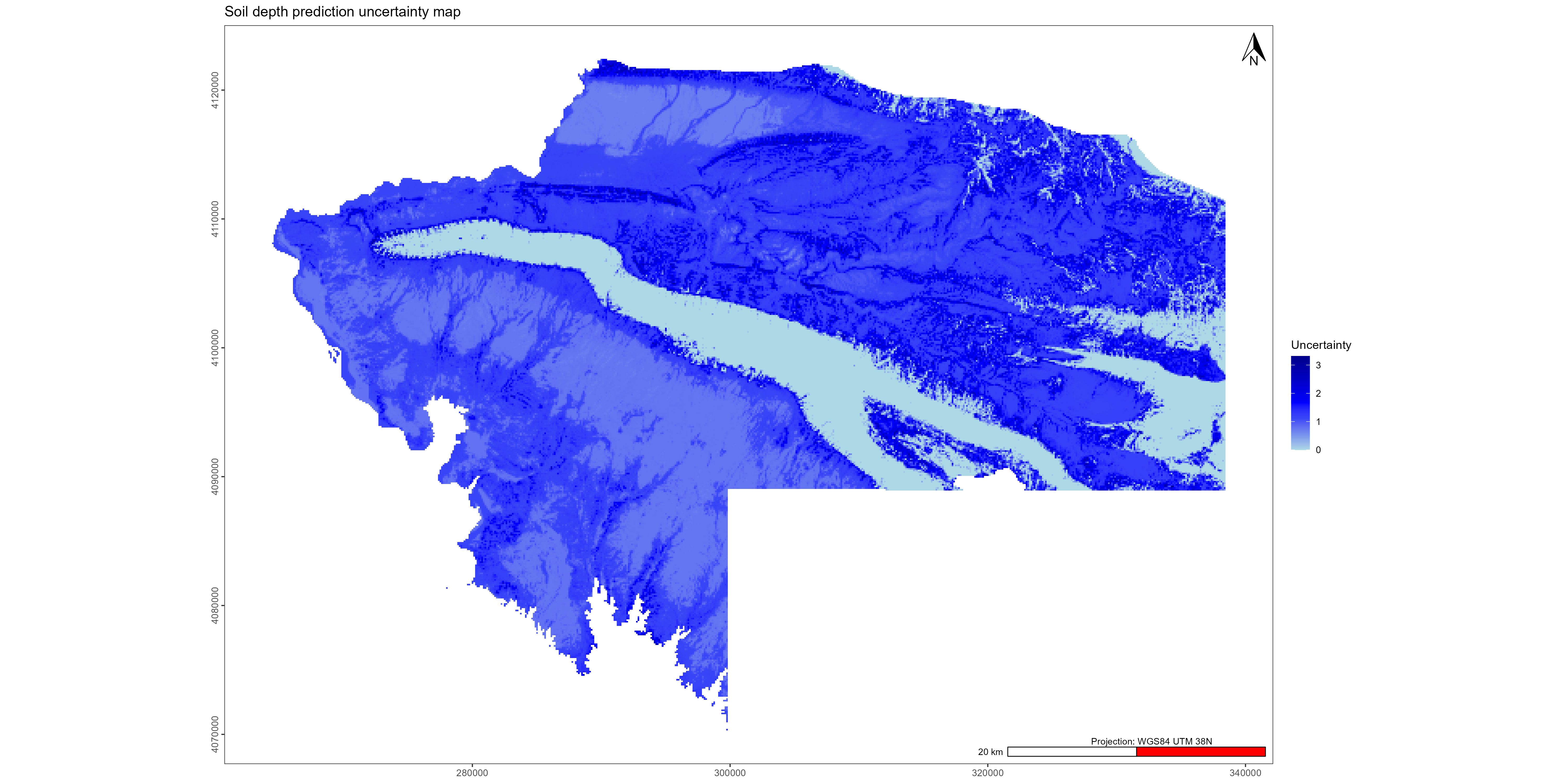 Final soil depth prediction uncertainty map adapted